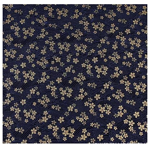 Egurs 200x150 cm Japanischer Stil Stoff Baumwolle Bronzing Baumwollstoff Meterware Patchwork zum Nähen Quilten DIY Kleidung Tischdecke Deko blau - Kirschblüte 2 Meter von Egurs