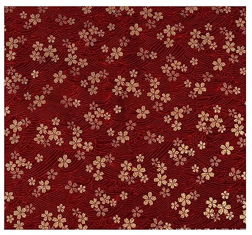 Egurs 200x150 cm Japanischer Stil Stoff Baumwolle Bronzing Baumwollstoff Meterware Patchwork zum Nähen Quilten DIY Kleidung Tischdecke Deko rot - Kirschblüte 2 Meter von Egurs