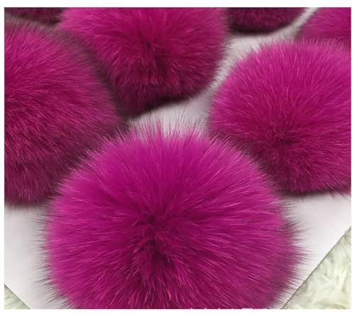 Egurs 5 Stücke Kunstfell Bommel Pompon Fellbommel Fuchspelz Flauschige Pompons Ball DIY Bunte Bommeln bälle für Mützen Tasche Schals Schlüsselanhänger Dekoration Zubehör,9cm Rose Frucht Rot 5 Stück von Egurs