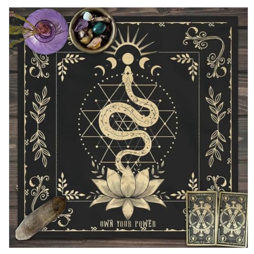 Egurs Altar Tarot Tischdecke Altartuch Mond Phases Blumen Tarotkarten Tuch Quadratisch Altardecke Alter Hexerei Spread Cloth Spiritueller Himmlisches Wandteppich Homedeko Stil 1 49x49cm von Egurs