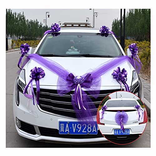 Egurs Auto Schmuck Set Braut Paar Rose Hochzeit Autoschmuck Car Wedding Girlande Autoschleifen Antennenschleifen Auto Schmuck Autodeko Romantische Atmosphäre Hochzeitsdeko lila D von Egurs