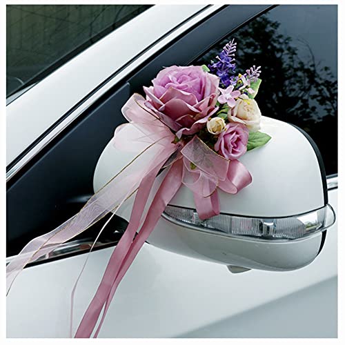 Egurs Autoschleifen Retro Simulation Blume Schleife Hochzeit Autoschmuck Auto Verschönert Rückspiegel Türgriff Hochzeit Stuhl Zurück Dekoration Blume Hochzeitsauto Dekoration Lavendel von Egurs