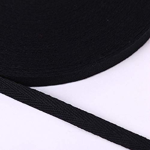 Egurs Baumwollband 50 Yard 20mm Köperband Twillband Schrägband aus 100% Baumwolle mit Fischgrätenmuster Nahtband zum Nähen Dekoband Nähenband für DIY Handwerk Kleidung Taschen Schuh Hut Schwarz von Egurs