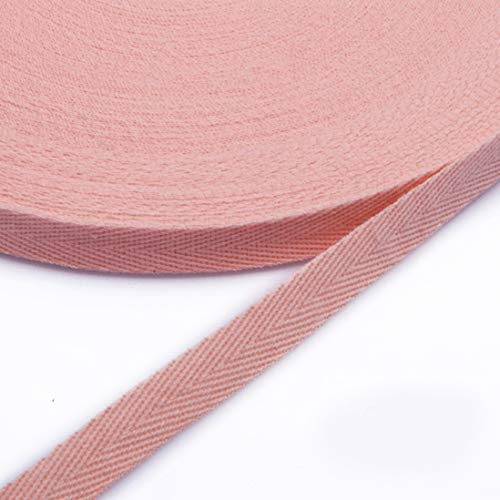 Egurs Baumwolle Köperband Schrägband 45 Meter/Rolle 55 Garn Hochwertiges Gekämmtes Baumwollband Fischgrätenmuster Nahtband Bunting Bias Binding Gurtband Rosa 1.0cm von Egurs