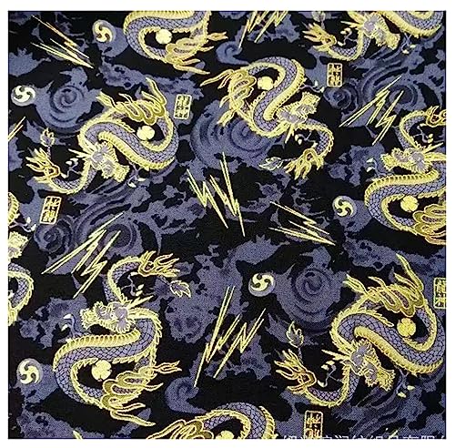 Egurs Baumwollstoff Meterware Japanischer Stil 100x152 cm Stoff Baumwolle Japan mit Blume Fächer Fliegender Kranich Drache Muster Tücher zum Nähen Quilten DIY Scrapbooking Tischdecke 3# 1 Meter von Egurs