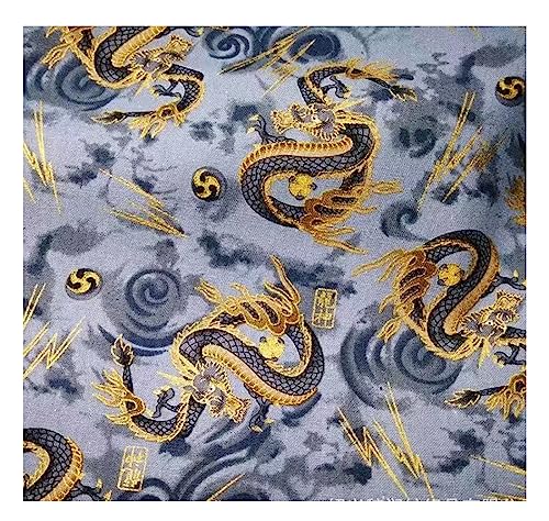 Egurs Baumwollstoff Meterware Japanischer Stil 100x164 cm Stoff Baumwolle Japan mit Blume Fächer Fliegender Kranich Drache Muster Tücher zum Nähen Quilten DIY Scrapbooking Tischdecke 15# 1 Meter von Egurs