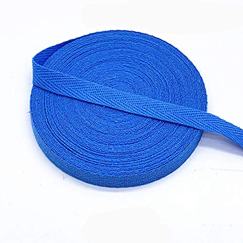 Egurs Bunt Gurtband aus Baumwolle 45m x 10mm Weich Gewebt Twill-Band Baumwollband Baumwollkordel Schrägband Köperband Twillband Fischgräten-Bänder zum Nähen Dekoband Nähenband Blau von Egurs