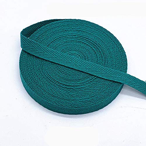 Egurs Bunt Gurtband aus Baumwolle 45m x 10mm Weich Gewebt Twill-Band Baumwollband Baumwollkordel Schrägband Köperband Twillband Fischgräten-Bänder zum Nähen Dekoband Nähenband Dunkelgrün von Egurs