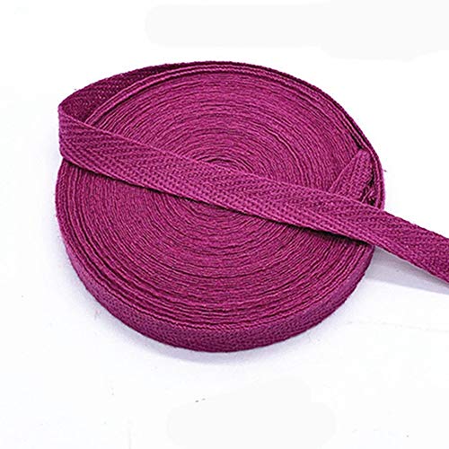 Egurs Bunt Gurtband aus Baumwolle 45m x 10mm Weich Gewebt Twill-Band Baumwollband Baumwollkordel Schrägband Köperband Twillband Fischgräten-Bänder zum Nähen Dekoband Nähenband Fuchsia von Egurs