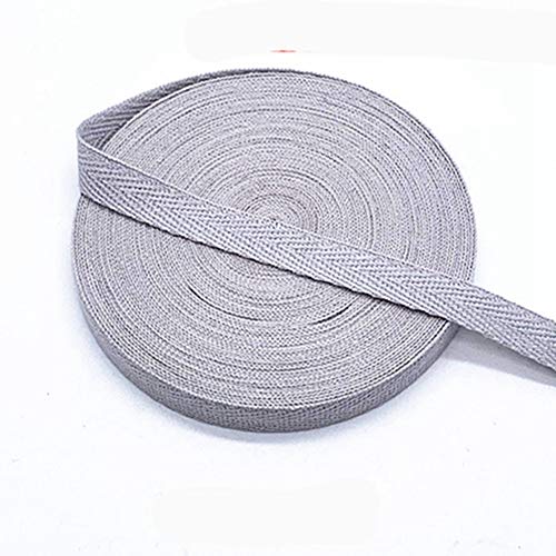 Egurs Bunt Gurtband aus Baumwolle 45m x 10mm Weich Gewebt Twill-Band Baumwollband Baumwollkordel Schrägband Köperband Twillband Fischgräten-Bänder zum Nähen Dekoband Nähenband Hellgrau von Egurs