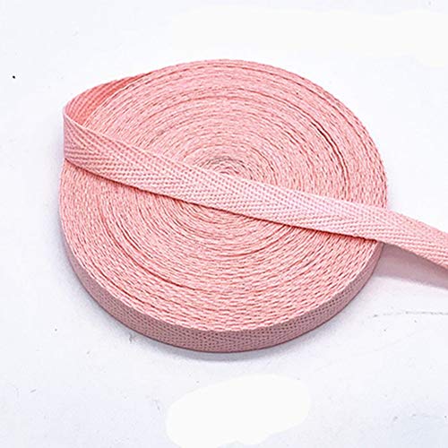 Egurs Bunt Gurtband aus Baumwolle 45m x 10mm Weich Gewebt Twill-Band Baumwollband Baumwollkordel Schrägband Köperband Twillband Fischgräten-Bänder zum Nähen Dekoband Nähenband Hellrosa von Egurs