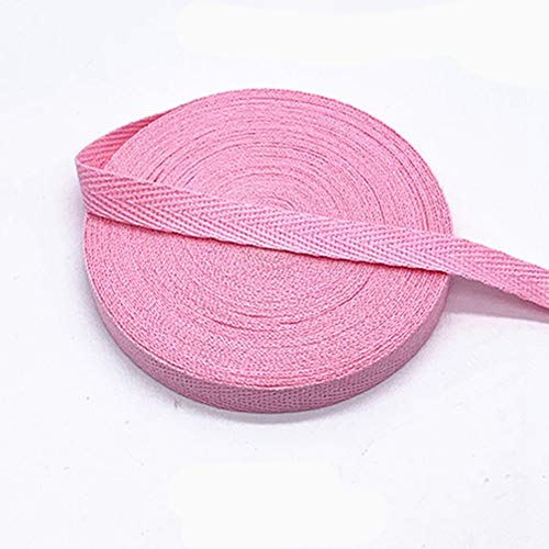 Egurs Bunt Gurtband aus Baumwolle 45m x 10mm Weich Gewebt Twill-Band Baumwollband Baumwollkordel Schrägband Köperband Twillband Fischgräten-Bänder zum Nähen Dekoband Nähenband Pink von Egurs