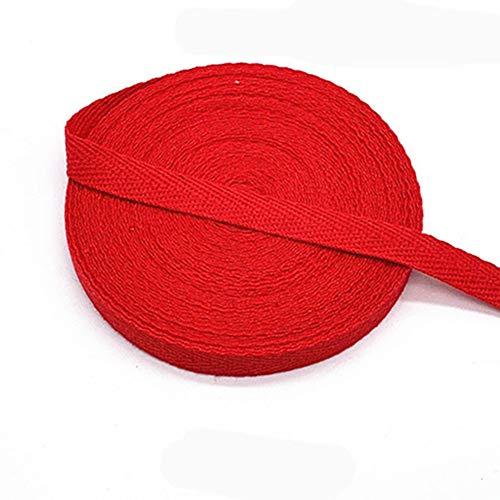 Egurs Bunt Gurtband aus Baumwolle 45m x 10mm Weich Gewebt Twill-Band Baumwollband Baumwollkordel Schrägband Köperband Twillband Fischgräten-Bänder zum Nähen Dekoband Nähenband Rot von Egurs