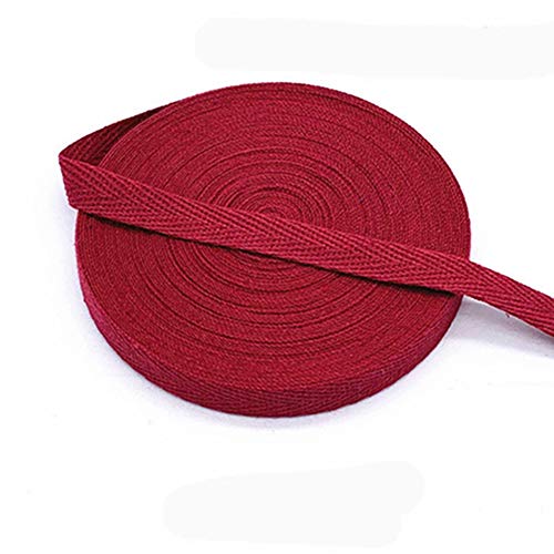 Egurs Bunt Gurtband aus Baumwolle 45m x 10mm Weich Gewebt Twill-Band Baumwollband Baumwollkordel Schrägband Köperband Twillband Fischgräten-Bänder zum Nähen Dekoband Nähenband Wein rot von Egurs