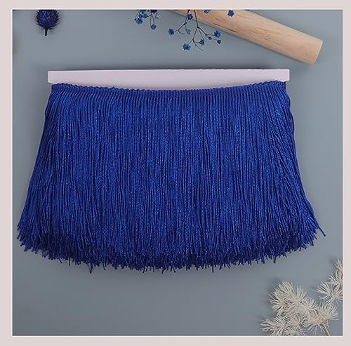 Egurs Fransenborte 15cm Breite Schnittfranse Fransenband Lateinisches Kleid Spitzenborte Nähzubehör Lange Fringe Trim Band Borte Fransenbordüre für DIY Kleidung Nähen Vorhänge Dunkelblau 3 Yard von Egurs