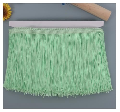 Egurs Fransenborte 15cm Breite Schnittfranse Fransenband Lateinisches Kleid Spitzenborte Nähzubehör Lange Fringe Trim Band Borte Fransenbordüre für DIY Kleidung Nähen Vorhänge Hellgrün 10 Yard von Egurs