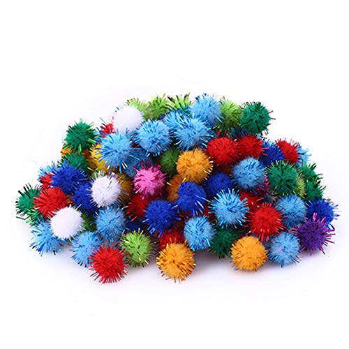 Egurs Glitzer Pompons,Bunt Bommel Pompons Bälle, 1.5cm 100 Stück von Egurs