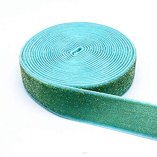 Egurs Glitzer Samtband 20mm 5 Yard 455cm Geschenkband Schleifenband Geschenkband Blau von Egurs