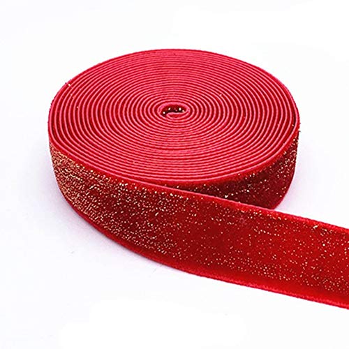 Egurs Glitzer Samtband 20mm 5 Yard 455cm Geschenkband Schleifenband Geschenkband Rot von Egurs