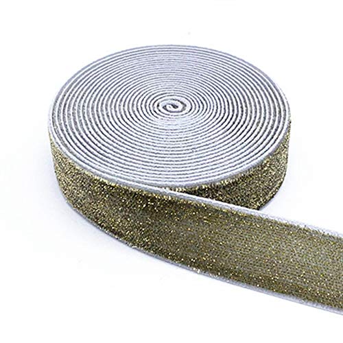 Egurs Glitzer Samtband 20mm 5 Yard 455cm Geschenkband Schleifenband Geschenkband Silber von Egurs