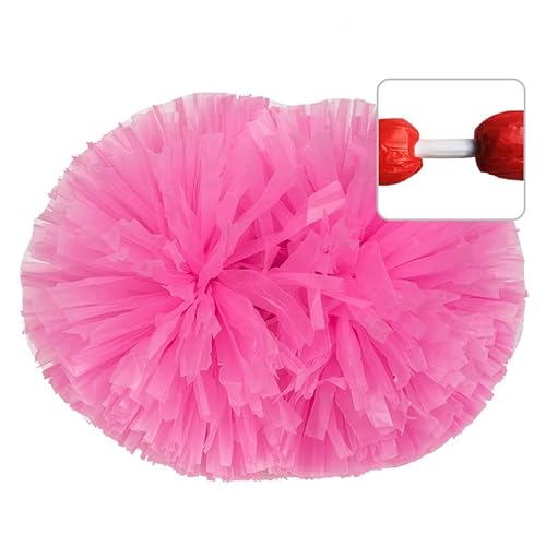 Egurs Groß Cheerleading Pom Poms mit Griff 2 Stück Cheerleader Pompons aus Kunststoff Pom Pom Handblumen Sport Cheers Ball Dance Kostüm Nacht Party Sport Wettbewerb Team Geist rosa M=32CM von Egurs