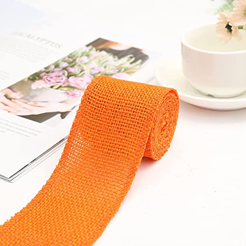 Egurs Juteband Natur Dekoband Sackleinen Band Bunte Jute Deko Band 2Meter x6cm Geschenkband Stoffband für Hochzeit Party Orange von Egurs