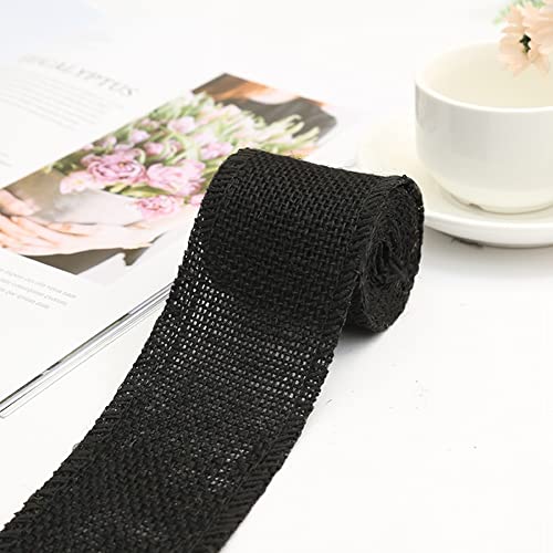 Egurs Juteband Natur Dekoband Sackleinen Band Bunte Jute Deko Band 2Meter x6cm Geschenkband Stoffband für Hochzeit Party Schwarz von Egurs