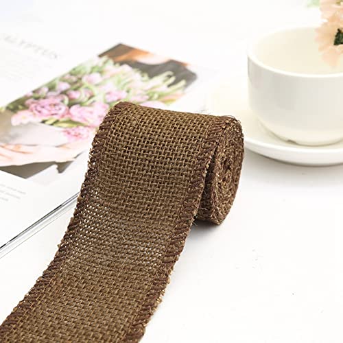 Egurs Juteband Natur Dekoband Sackleinen Band Bunte Jute Deko Band 2Meter x6cm Geschenkband Stoffband für Hochzeit Party braun von Egurs