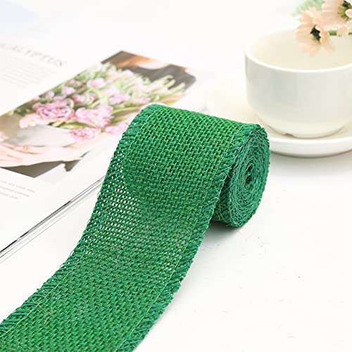 Egurs Juteband Natur Dekoband Sackleinen Band Bunte Jute Deko Band 2Meter x6cm Geschenkband Stoffband für Hochzeit Party grün von Egurs