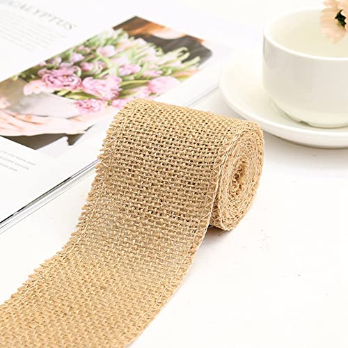 Egurs Juteband Natur Dekoband Sackleinen Band Bunte Jute Deko Band 2Meter x6cm Geschenkband Stoffband für Hochzeit Party natürliche Farbe von Egurs