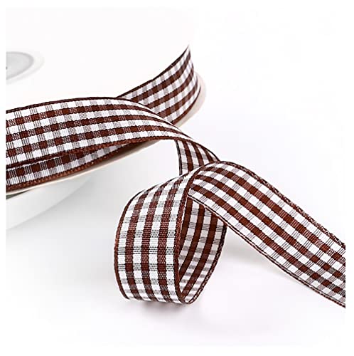 Egurs Kariert Geschenkband 45M/roll Gingham Band Vichy Dekoband Stoffband Bastelband Büffelband Ribbon für Geschenk Verpacken, Partydeko, Hochzeit Weihnachten Dekoration braun 10mm von Egurs