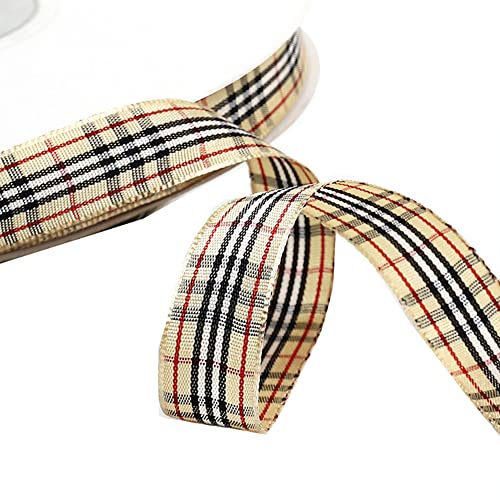 Egurs Kariert Geschenkband 45M/roll Gingham Band Vichy Dekoband Stoffband Bastelband Büffelband Ribbon für Geschenk Verpacken, Partydeko, Hochzeit Weihnachten Dekoration braunes Plaid 15mm von Egurs