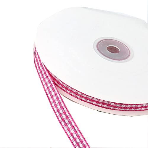 Egurs Kariertes Band 50 Yard 10mm Geschenkband Schleifenband Vichy Dekoband Stoffband Bastelband für Hochzeit Taufe Geburtstags Party Geschenk Verpackung Weihnachten Deko Rose Red von Egurs