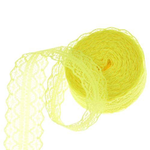 Egurs Lace Roll Farbe Lace Ribbon 3cm Breite Spitze Stoff Floral Lace Trimmen Braut Hochzeit Spitze für Dekoration Handwerk DIY Nähen gelb von Egurs