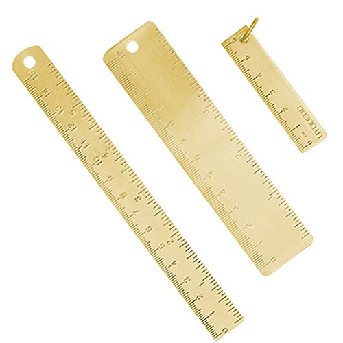 Egurs Messing Lineal Messlineal,Gold, inch und cm,3 pcs 6cm 12cm 15cm von Egurs