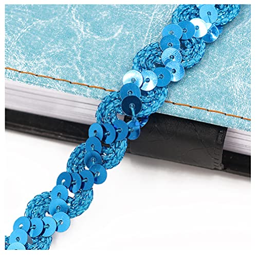 Egurs Paillettenband 15M×15mm Pailletten Bänder Glitzer Geflochten Paillettenborte Paillettenbesatz Bortenband Dekoband Bling Stoff Ribbon für Nähen Kleid DIY Handwerk Bastelprojekte blau von Egurs