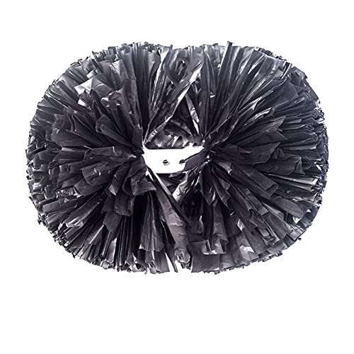 Egurs Professional Cheerleading Pom Poms 2 Stück Kunststoff Cheerleader Pompons Handblumen mit Griff Sport Cheers Ball Puschel Tanzpuschel für Tanzparty Sport Wettbewerb Team Geist Black 31cm von Egurs