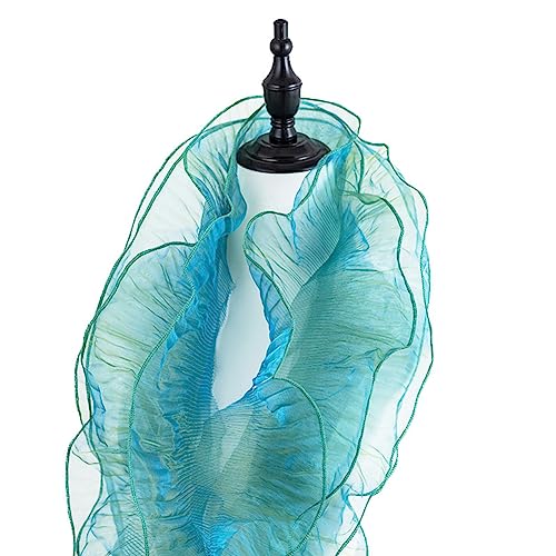 Egurs Rüschenborte 12cm Breite Plissee Organza Spitzenband Geraffte Spitzenborte Plissierter Organza Stoff Tüll Besatz Rüschen Spitzenbordüre Rüschenstoff Nähen Kleid DIY Deko Grün 3 Yard von Egurs