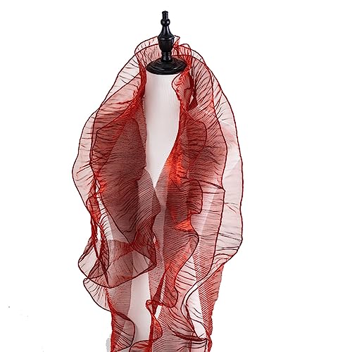 Egurs Rüschenborte 12cm Breite Plissee Organza Spitzenband Geraffte Spitzenborte Plissierter Organza Stoff Tüll Besatz Rüschen Spitzenbordüre Rüschenstoff Nähen Kleid DIY Deko Rot 10 Yard von Egurs