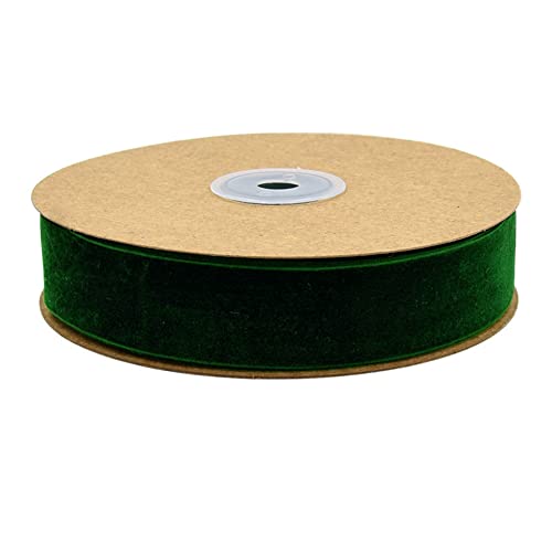 Egurs Samtband 10 Meter/Rollen 25mm Dekoband Geschenkband aus Samt Schleifenband zum Deko Zierborte Borte Band Schmuckband DIY Crafts Dekoration Samtborte Grün 25mm von Egurs