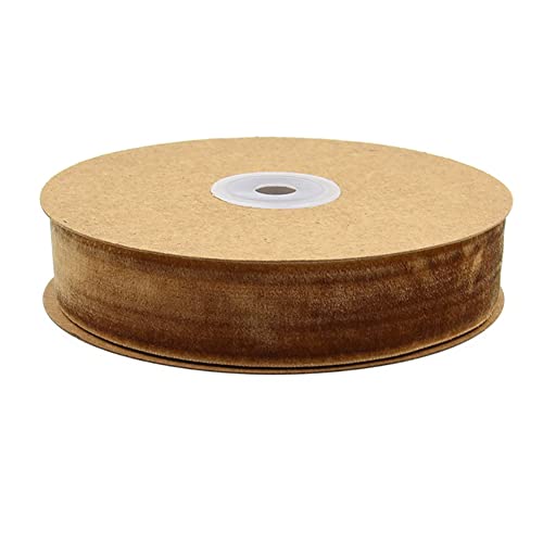 Egurs Samtband 10 Meter/Rollen 25mm Dekoband Geschenkband aus Samt Schleifenband zum Deko Zierborte Borte Band Schmuckband DIY Crafts Dekoration Samtborte Khaki 25mm von Egurs