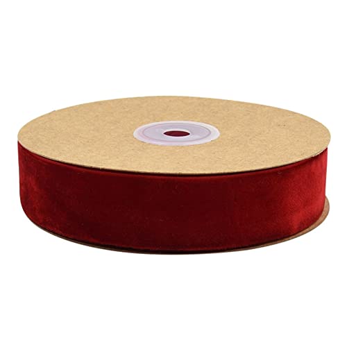 Egurs Samtband 10 Meter/Rollen 25mm Dekoband Geschenkband aus Samt Schleifenband zum Deko Zierborte Borte Band Schmuckband DIY Crafts Dekoration Samtborte Rot 25mm von Egurs