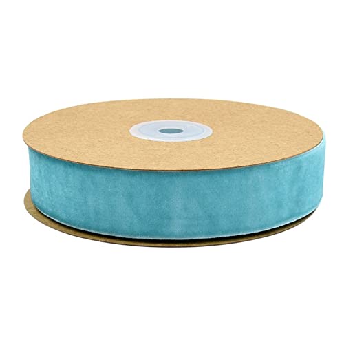 Egurs Samtband 10 Meter/Rollen 25mm Dekoband Geschenkband aus Samt Schleifenband zum Deko Zierborte Borte Band Schmuckband DIY Crafts Dekoration Samtborte blau 25mm von Egurs