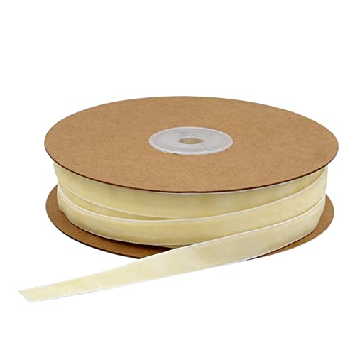 Egurs Samtband 20 Meter/Rollen 10mm Dekoband Geschenkband aus Samt Schleifenband zum Deko Zierborte Borte Band Schmuckband DIY Crafts Dekoration Samtborte Beige 10mm von Egurs