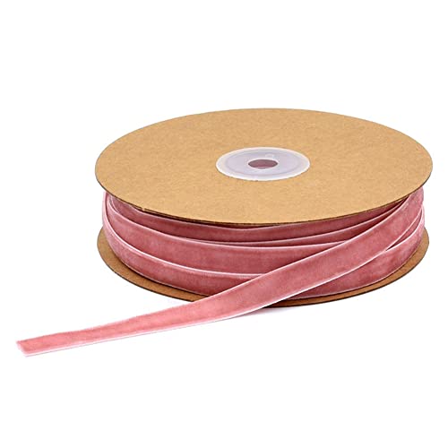 Egurs Samtband 20 Meter/Rollen 10mm Dekoband Geschenkband aus Samt Schleifenband zum Deko Zierborte Borte Band Schmuckband DIY Crafts Dekoration Samtborte Dunkelrosa 10mm von Egurs