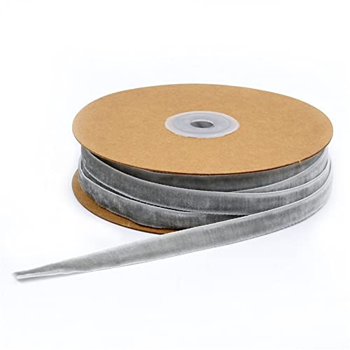 Egurs Samtband 20 Meter/Rollen 10mm Dekoband Geschenkband aus Samt Schleifenband zum Deko Zierborte Borte Band Schmuckband DIY Crafts Dekoration Samtborte Grau 10mm von Egurs