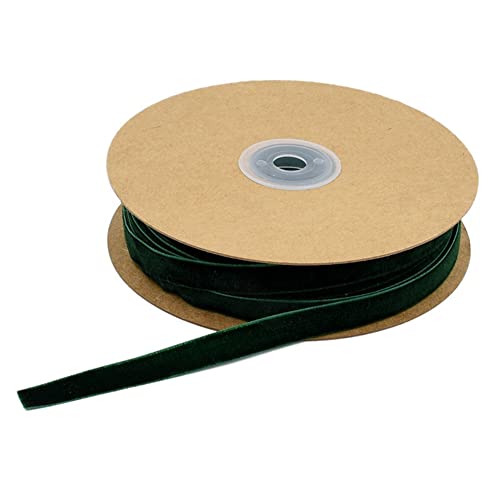 Egurs Samtband 20 Meter/Rollen 10mm Dekoband Geschenkband aus Samt Schleifenband zum Deko Zierborte Borte Band Schmuckband DIY Crafts Dekoration Samtborte Grün 10mm von Egurs