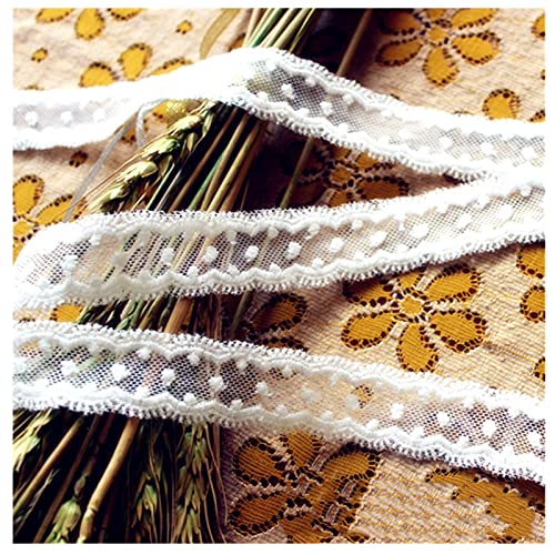 Egurs Spitzenband Lang 5 Yard 2.5cm Spitzenbordüre Weiß Vintage Spitzen Band Dekoband für Hochzeit Tischdeko Basteln Geschenkband Geschenkbox von Egurs