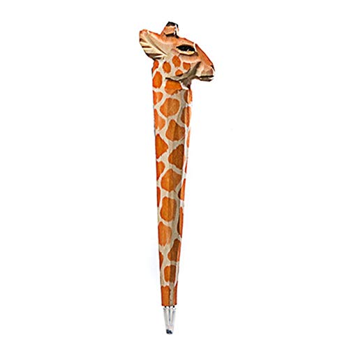 Egurs Süße Kugelschreiber Tiere aus Holz Handgeschnitzte Tiermotiv Kreativer Stift Kugelscheinstift Neuheit Kunstgeschenk für Home Büro Schulpartei Kinder Erwachsene Geschenk Giraffe von Egurs