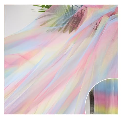 Egurs Tüllstoff Regenbogen Meterware Tüll Netzstoff Organza Mehrfarbige Voile Kleid Stoff Zum Nähen Bunte Tüllband für Tutu Rock Hochzeit Party Dekoration 3# 500×150cm von Egurs